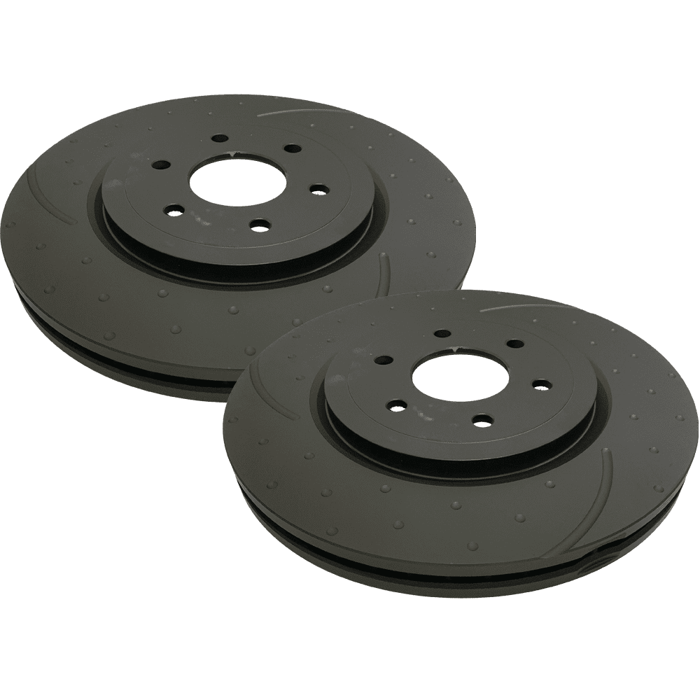 RDA D40 Front Slotted & Dimpled Brake Rotors Nissan Navara D40 2.5TD