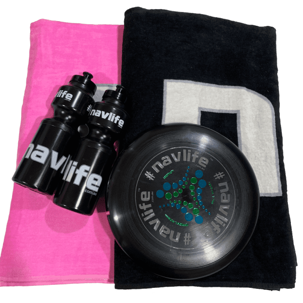 #navlife 2 Towel Pack with 2 Drink Bottles and Frisbee