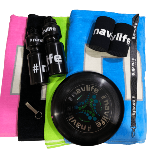 #navlife 4 Towel Pack with 2 Drink Bottles, 2 Stubby Coolers, Keyring Bottle Opener, Lanyard & Frisbee