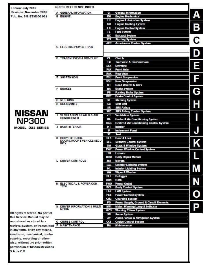 nissan np300 workshop manuals free downloads