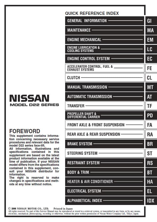 D22 Series Service Manuals - #navlife - The Home of Nissan Navara