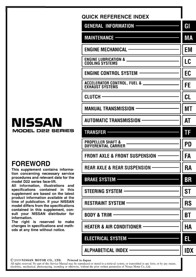 D22 Series Service Manuals - #navlife - The Home of Nissan Navara