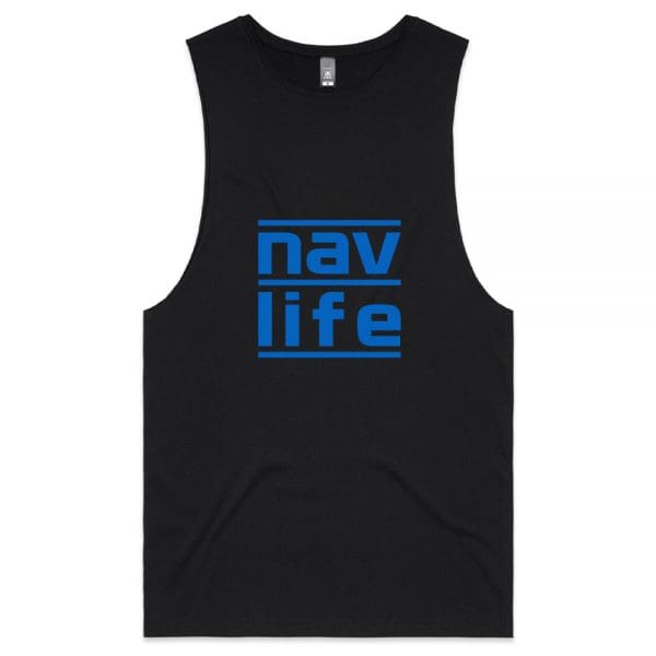 Navlife Mens Barnard Tank - Black (Blue Print) Style 2