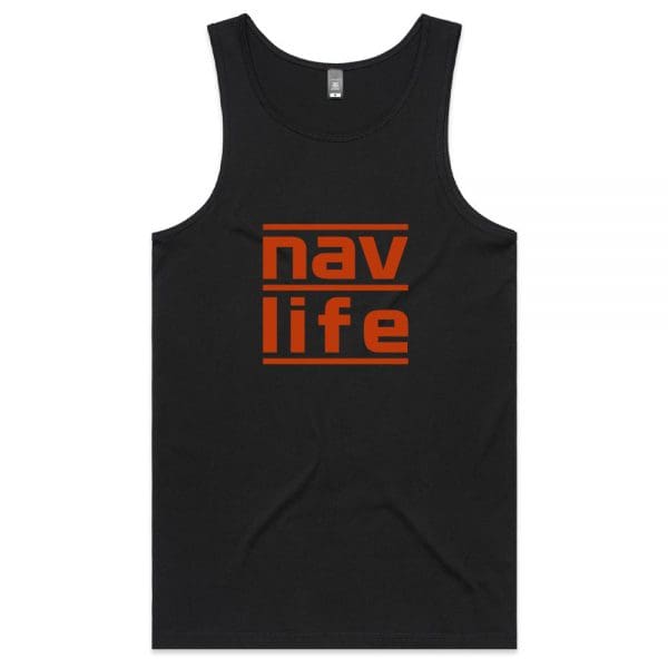 Navlife Mens Lowdown Singlet - Black (Blood Orange Print) Style 2