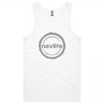 Navlife Mens Lowdown Singlet - White (Grey Print) Style 1