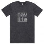 Navlife Mens Stone Wash Staple Tee - Black (Grey Print) Style 2