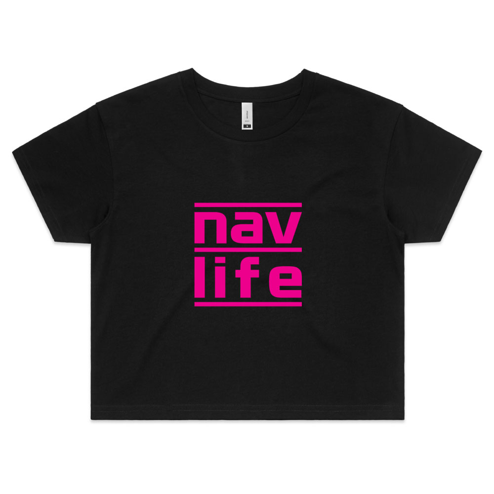 Navlife Ladies Crop Tee - Black (Pink Print) Style 2 - #navlife - The Home  of Nissan Navara