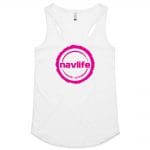 Navlife Ladies Racerback Singlet - White (Pink Print) Style 1